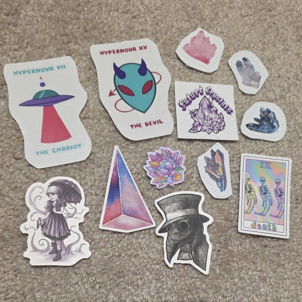 Crystal, Tarot, Gothic Themed Stickers